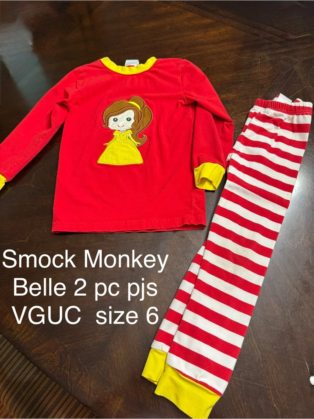 Kids Red & Yellow Belle 2-Piece Pajama Set